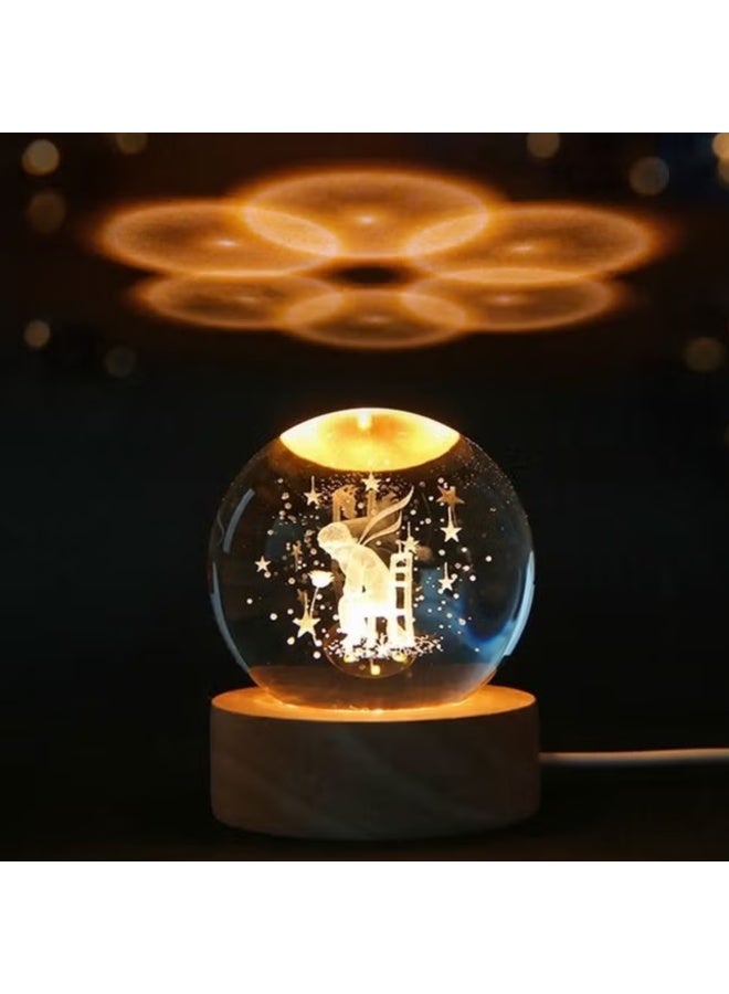 ARABIQO 3D Crystal Ball Night Light 8cm with Wooden Base, USB Powered LED Glass Lamp for Bedroom & Home Décor, Galaxy Crystal Gift for Valentine’s Day, Ramadan & Special Occasions (Resin Art) - Image 5
